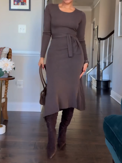 Tie-Front Knitted Dress