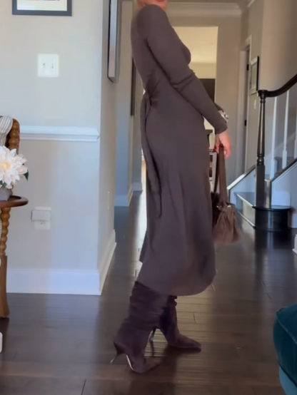 Tie-Front Knitted Dress