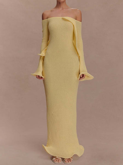 Off Shoulder Knitted Maxi Dress