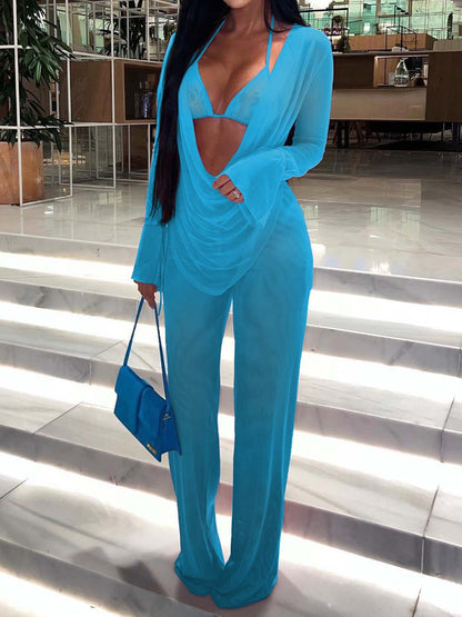 See-through Mesh Sexy Three-piece Set