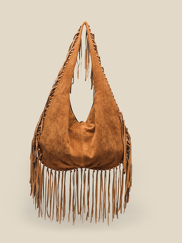 Half Moon Tote Tassel Bag