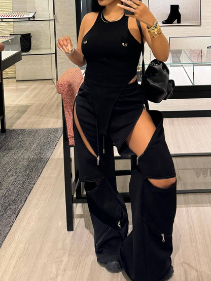 Pop Zip Pocket Loose Trousers