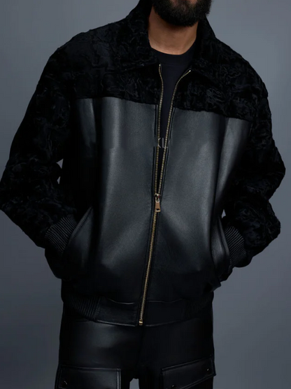 Men's Faux Fur Leather Jacket