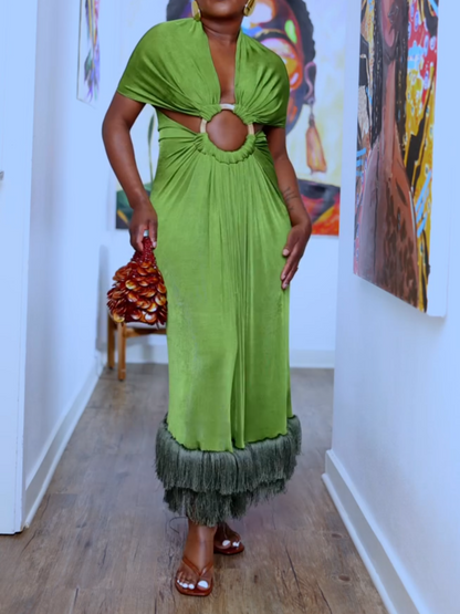 Elegant Backless Fringe Dress