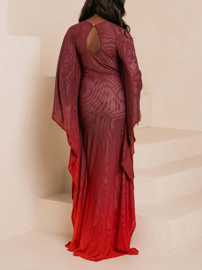 Elegant Gradient Print Irregular Dress