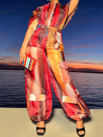 Pockets Drawstring Waist Two Pieces Set