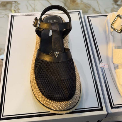 Breathable Mesh Cutout Platform Sandals