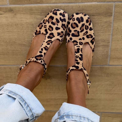 Coarse-Heeled Leopard-Print Mary Jane
