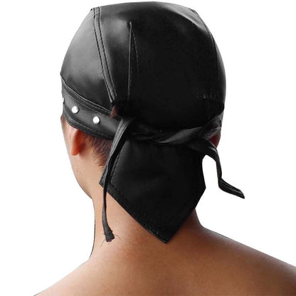 Skull Studded Leather Tie-up Cap