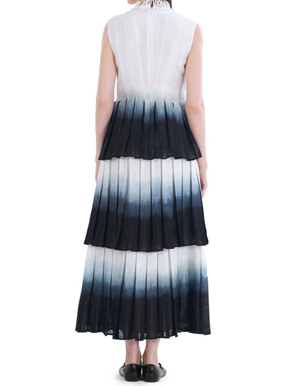 Gradient Print Elegant Tiers Dress