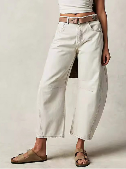 Vintage Wide Leg Mid Rise Barrel Denim Ankle Pants