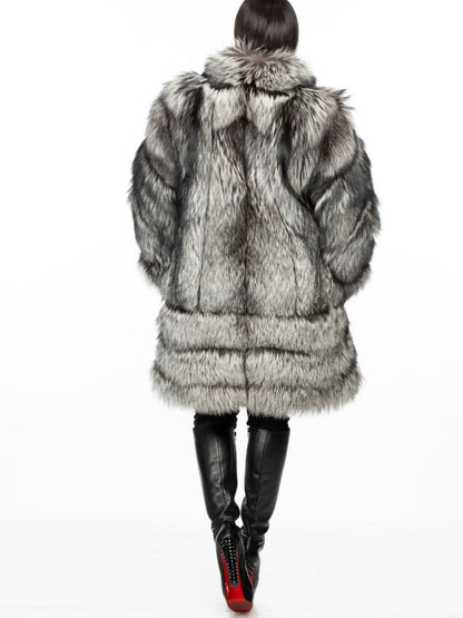 Silver Fox Fashion Warm Fox Fur Jacket
