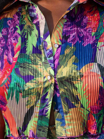 Fashion Printed Pleated Two Pieces Set