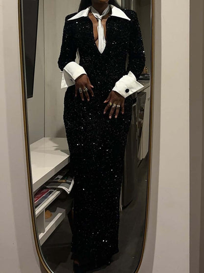 Keyhole Detail Sequined Party Dress