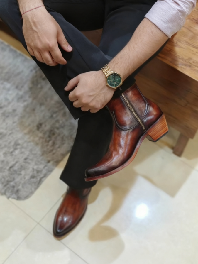 Men's Pointed Toe Embroidered Cowboy Boots