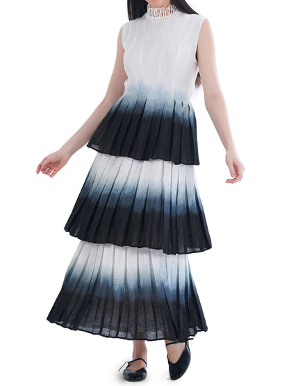 Gradient Print Elegant Tiers Dress