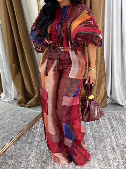 Pockets Drawstring Waist Two Pieces Set