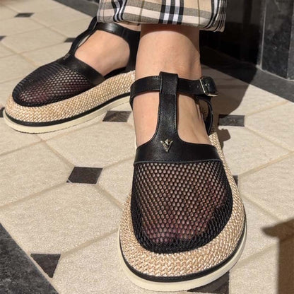 Breathable Mesh Cutout Platform Sandals