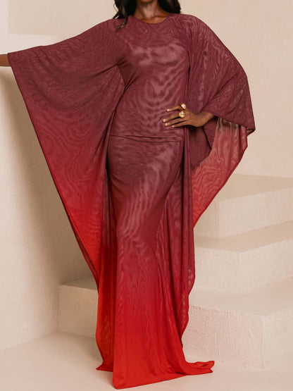 Elegant Gradient Print Irregular Dress