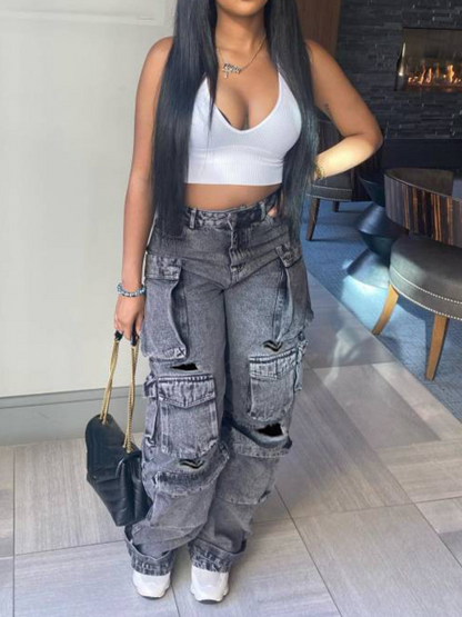 Fab Cargo Pocketed Jeans