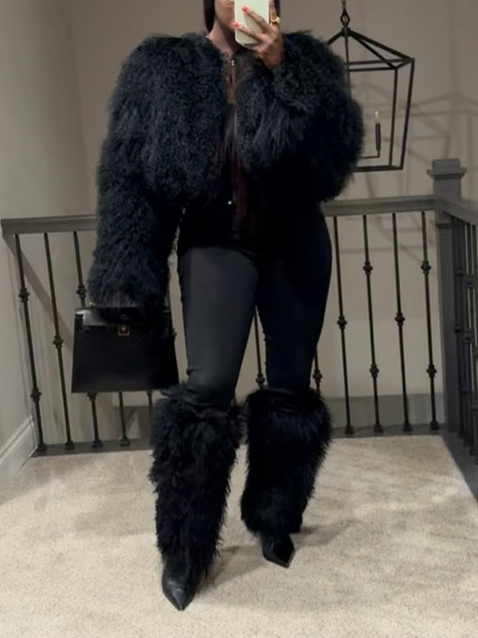 Solid Color Short Fur Coat