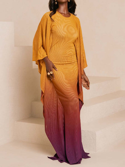 Elegant Gradient Print Irregular Dress