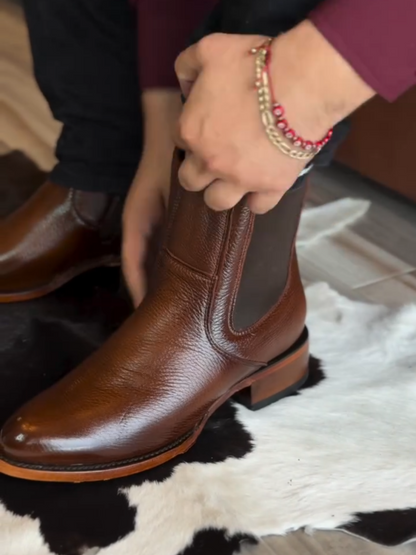 Men's Zippered Stretch Leather Boots