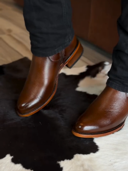 Men's Zippered Stretch Leather Boots