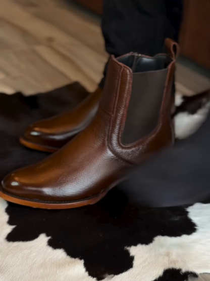 Men's Zippered Stretch Leather Boots