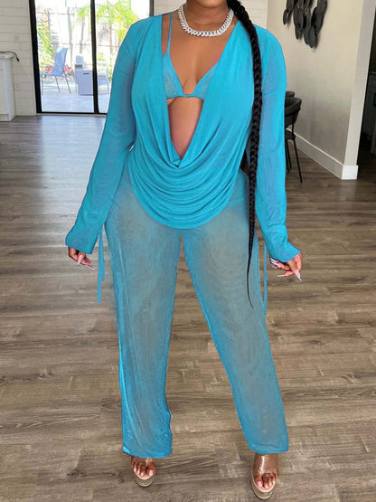 See-through Mesh Sexy Three-piece Set