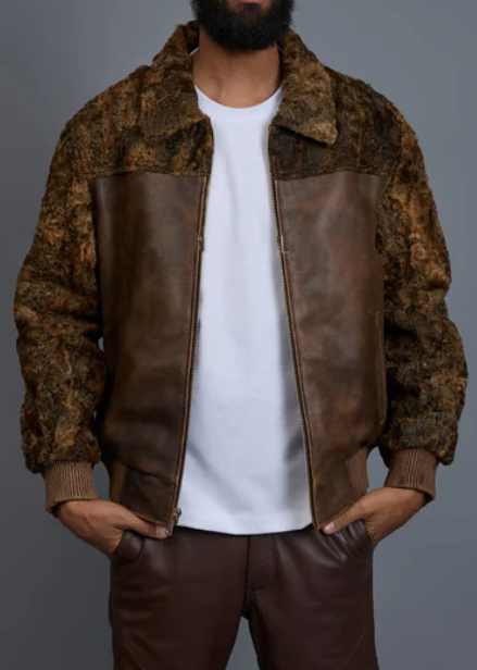 Men's Faux Fur Leather Jacket