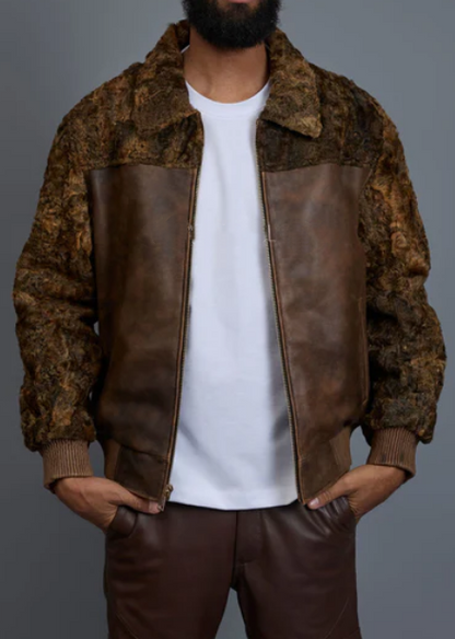 Men's Faux Fur Leather Jacket
