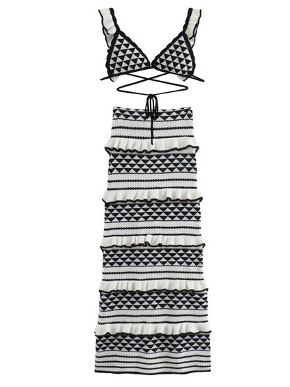 Crochet Bra Top And Skirt Two Piece Set