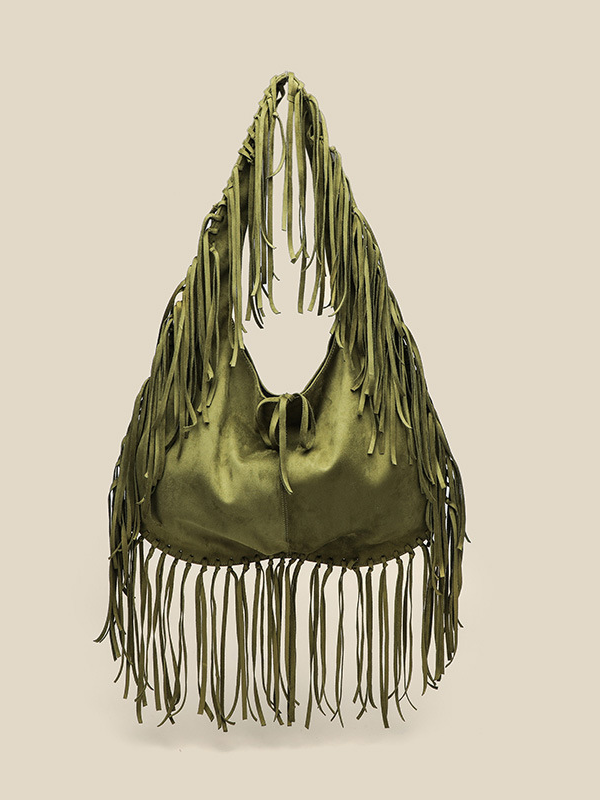 Half Moon Tote Tassel Bag