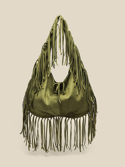 Half Moon Tote Tassel Bag