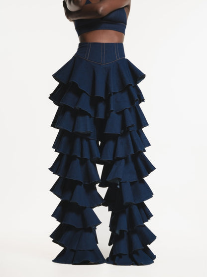 Ruffled Denim Pants Two Pieces Sets ( Buy 1 get free shipping )