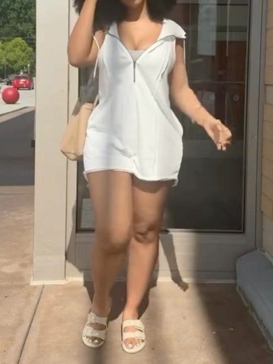 Sleeveless Loose-fitting Hooded Jumpsuit