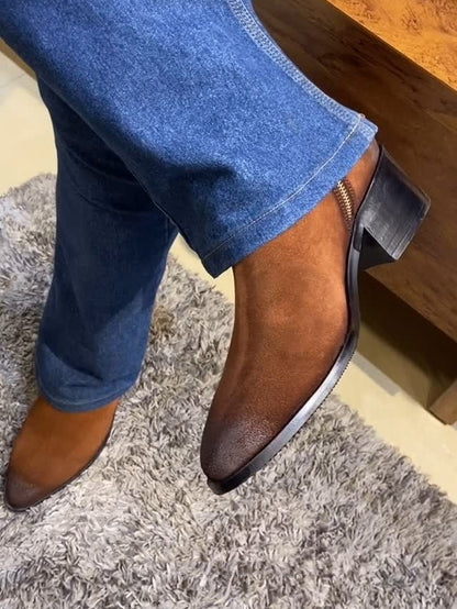 Men's Pointed Toe Handmade Nubuck Leather Boots