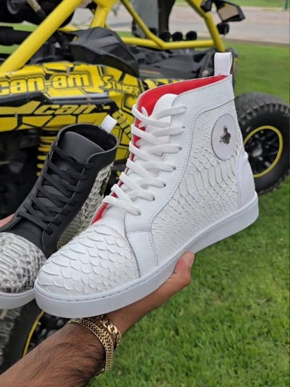 Men's Crocodile Textured High-top Sneakers