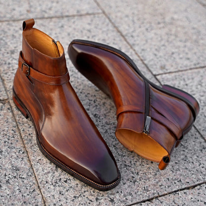 Men's Brown Leather Belt  Boots