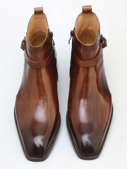 Men's Brown Leather Belt  Boots