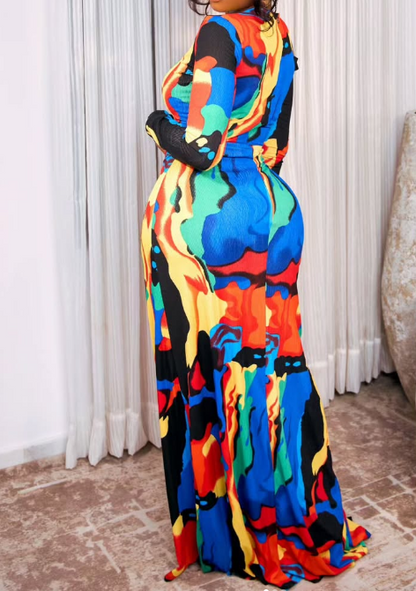 Bright Multi-color Floral Dress