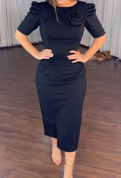 Elegant Slim Flower Summer Midi Dress