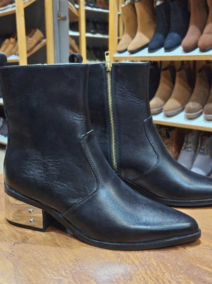 Men's Cowboy Gold Plate Point Leather Boots