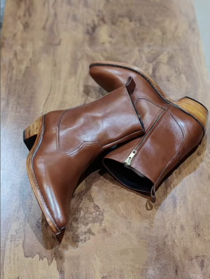 Men's Pointed Goodyear Welted Leather Boots