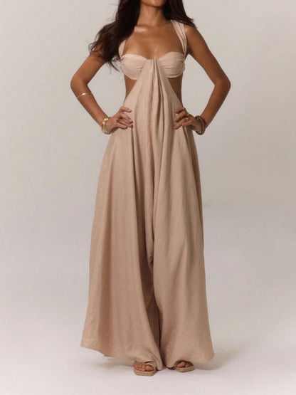 Lace-up Backless Jumpsuit