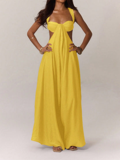 Lace-up Backless Jumpsuit