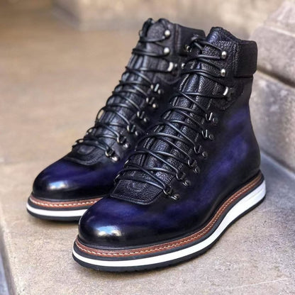 Men's Retro Big Head Work Boots High Top Motorcycle Boots
