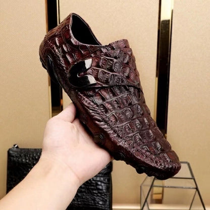 Men's Crocodile-patterned Slip-on Leather Shoes