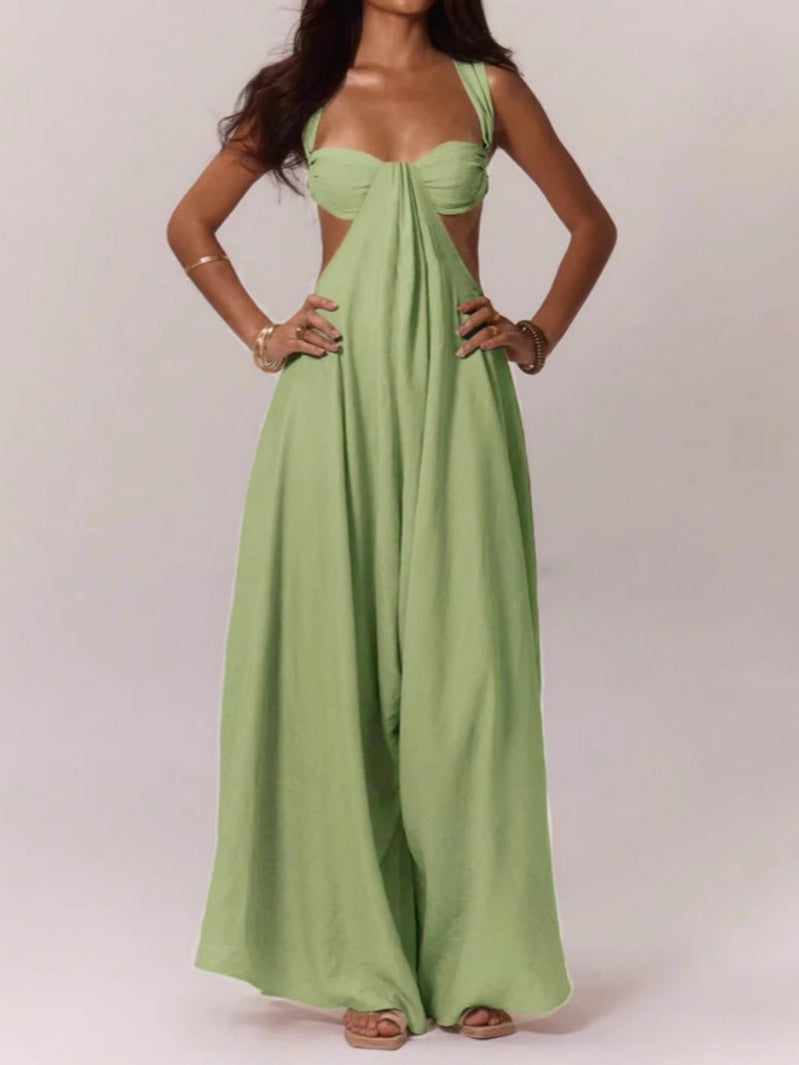 Lace-up Backless Jumpsuit